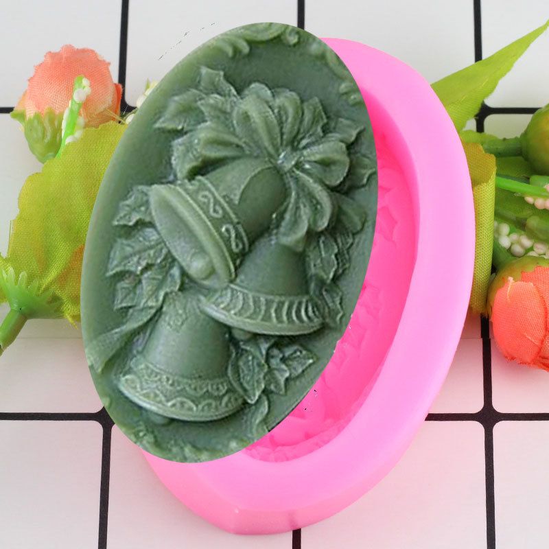 Mujiang 3D Christmas Small Bell Shape Silicone Molds Handmade Soap Mould Fondant Cake Decoration Sugar Craft Tools Baking Tools