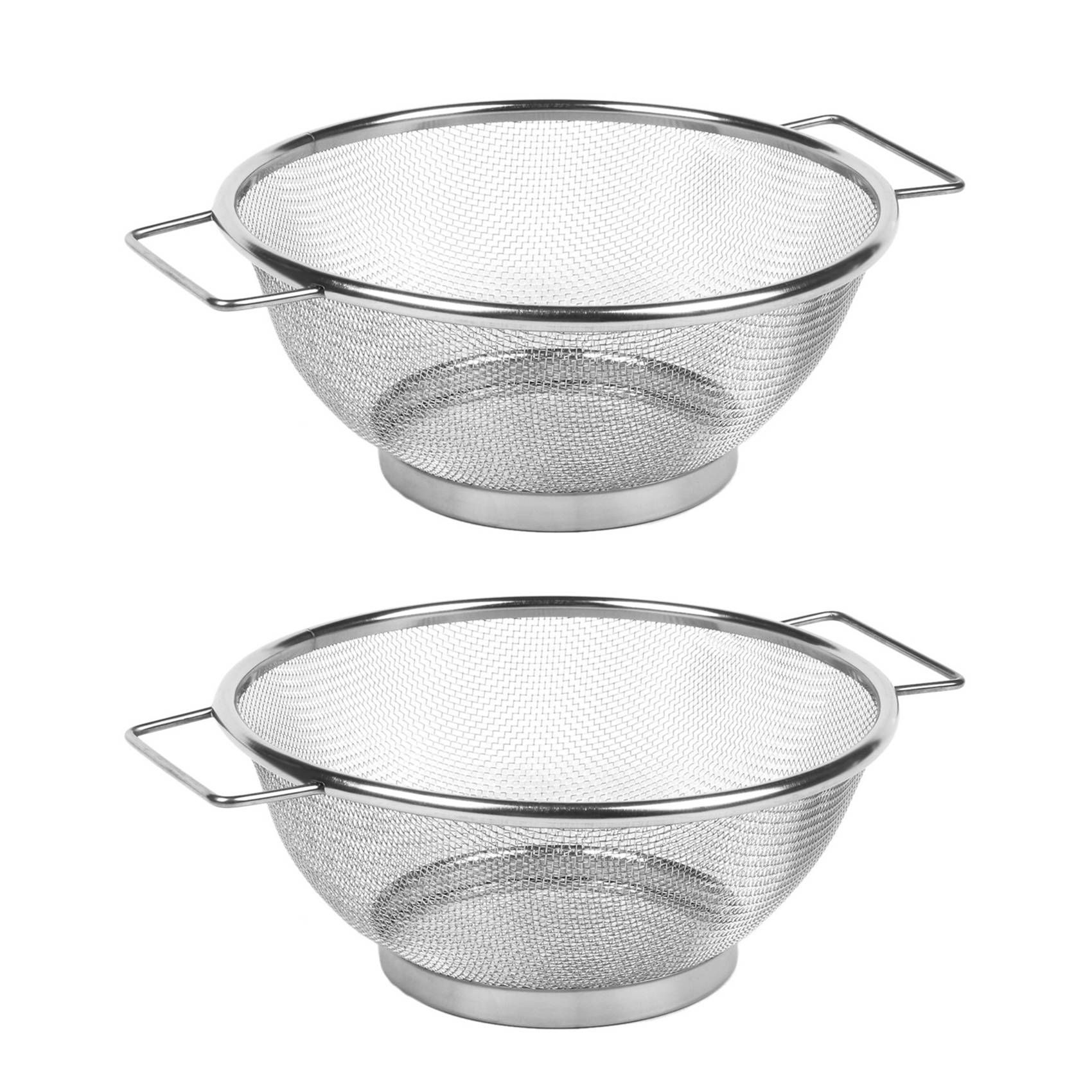 2X Stainless Steel Fine Mesh Strainer Bowl Drainer Vegetable Sieve Colander Sifter