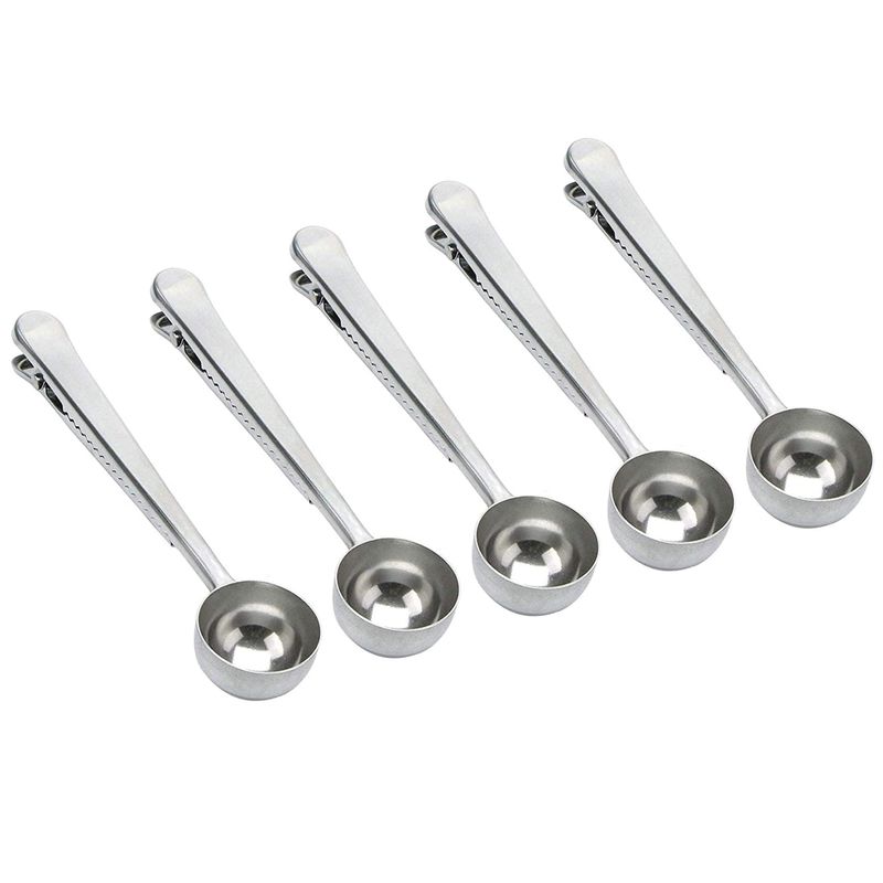 5Pcs Coffee Scoop Clip Tablespoon Stainless Steel galactic Coffee Scooper Coffee Spoon with Long Handle Kitchen Tools