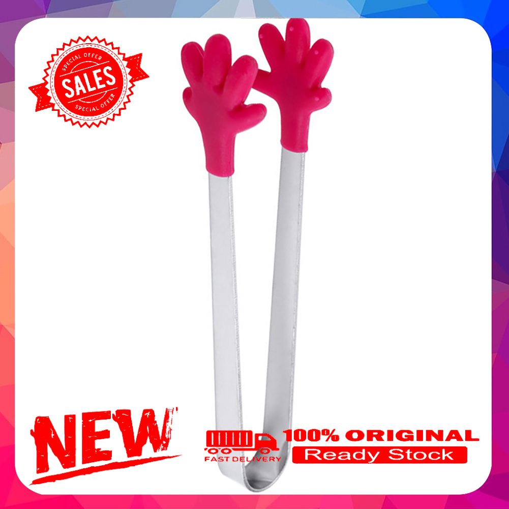Small Palm Stainless Steel Silicone Sugar Tong Food Clip Clamp Home Kitchen Tool