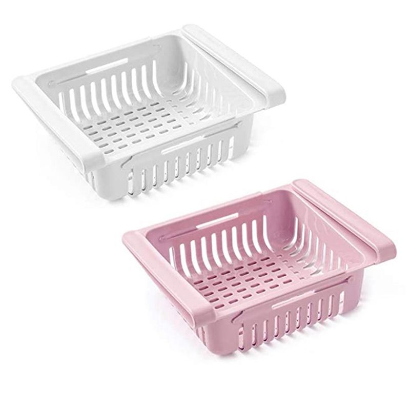 Refrigerator Box, 2 Piece Plastic Hanging Refrigerator Drawer Organizer, Adjustable Refrigerator Pantry Organizer B