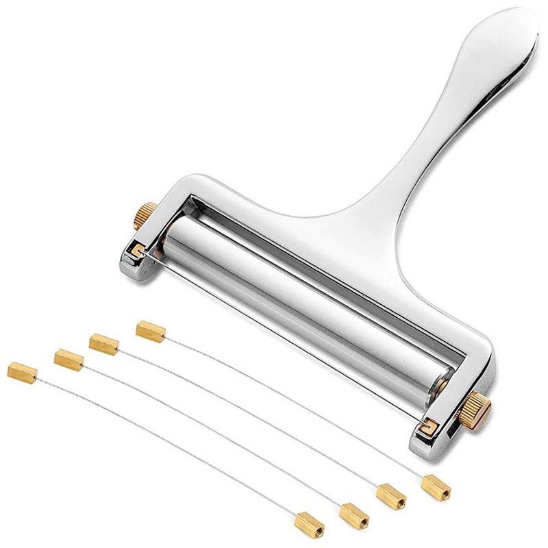 Individual Cheese Slicer, Adjustable Thickness Heavy Cheese Slicers with Wire for Soft & Semi-Hard Cheeses -4 Cutting Wire Included