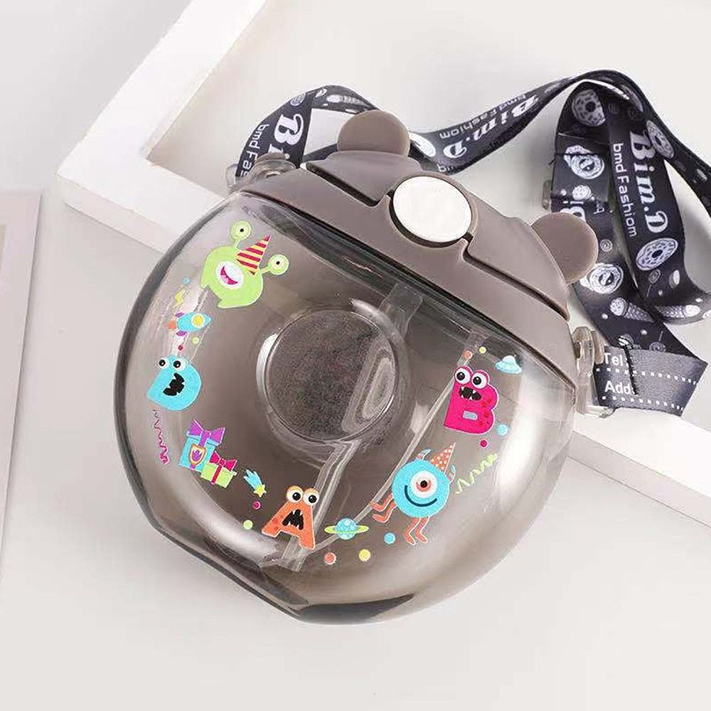 Girl Gift Water Bottle 380ml  Capacity Cute Donuts Plastic High-End Spray Travel With Straw Portable  Beautiful Baby  Pot