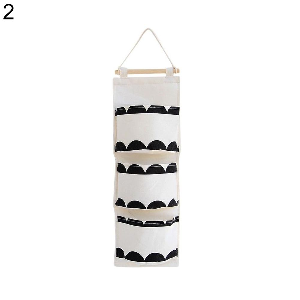 3 Pockets Door Wall Hanging Storage Pouch Bag Home Closet Sundries Organizer