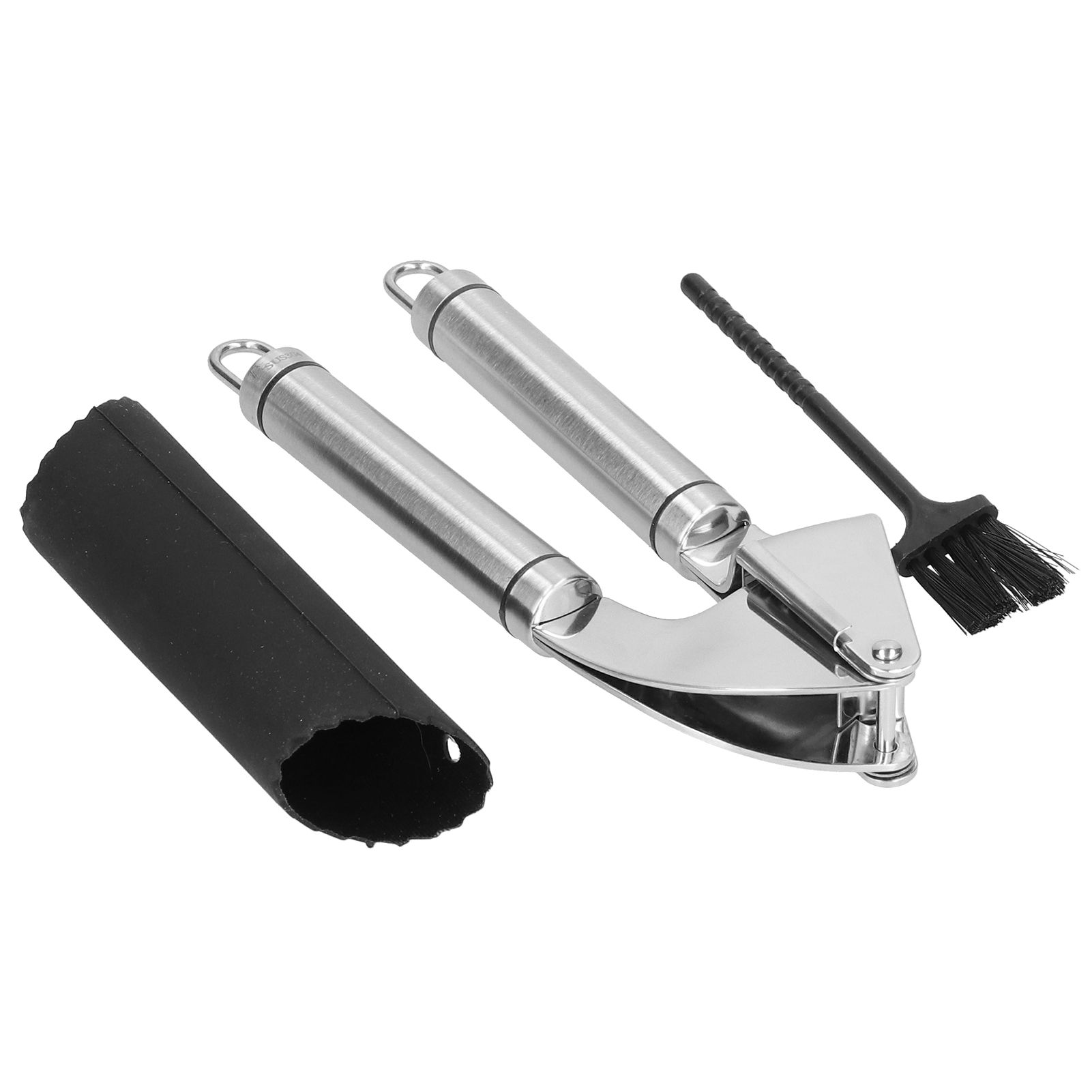 Effortless Garlic Press Convenient For Storage Mirror-Finished Stainless Steel Kitchen Tool for Home Restaurant