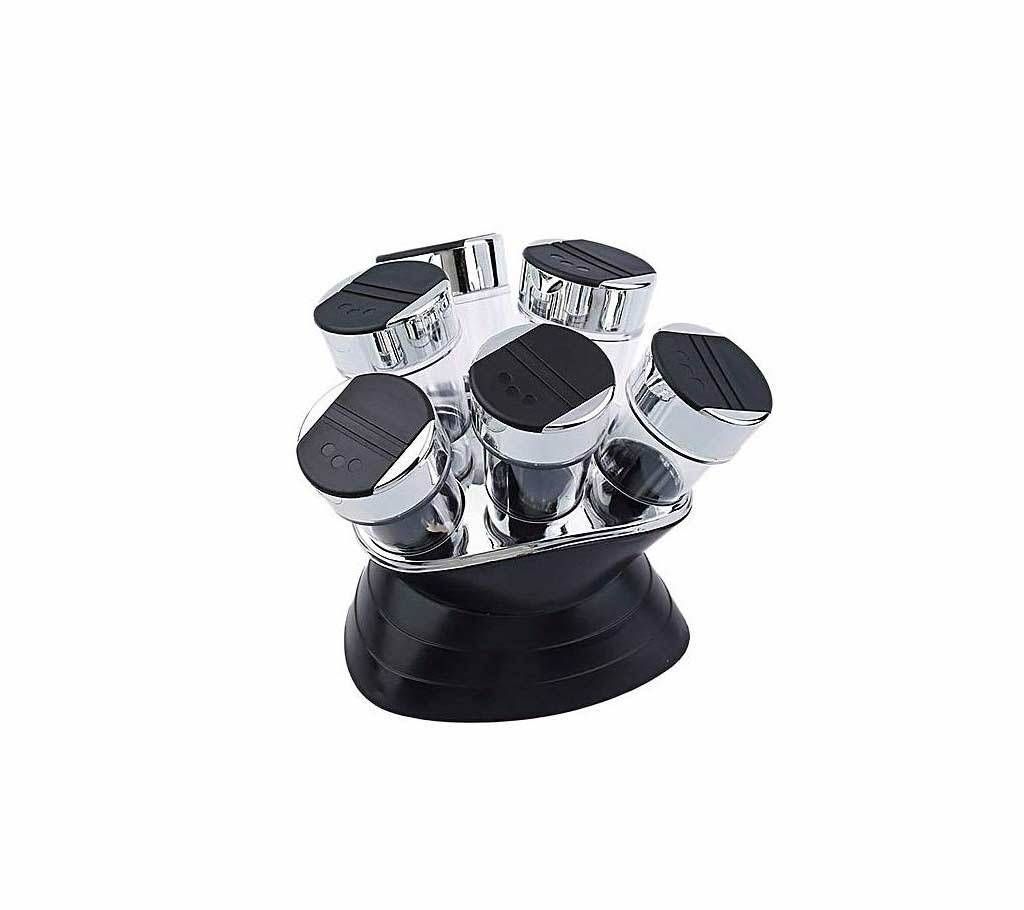 Spice Rack 6 Pcs - Black and Silver