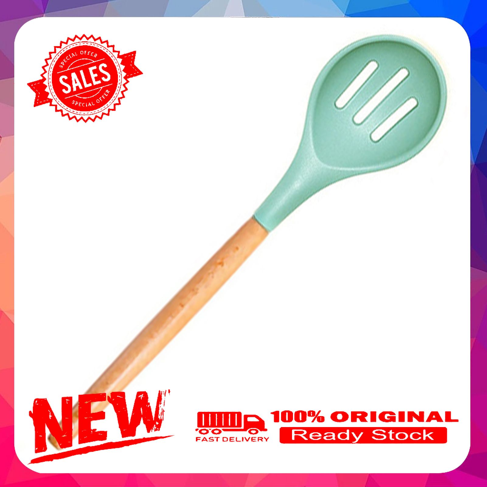 Cooking Spatula Strong Construction Heat Insulation Handle Silicone Heat-resistant Easy Flex Design Soup Spoon for Home