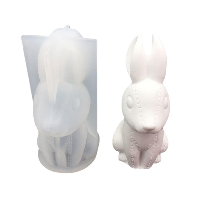 Easter Rabbit Epoxy DIY 3D Bunny Silicone Mould Fondant Cake Molds Plaster Cartoon Table Mirror Decoration Tool