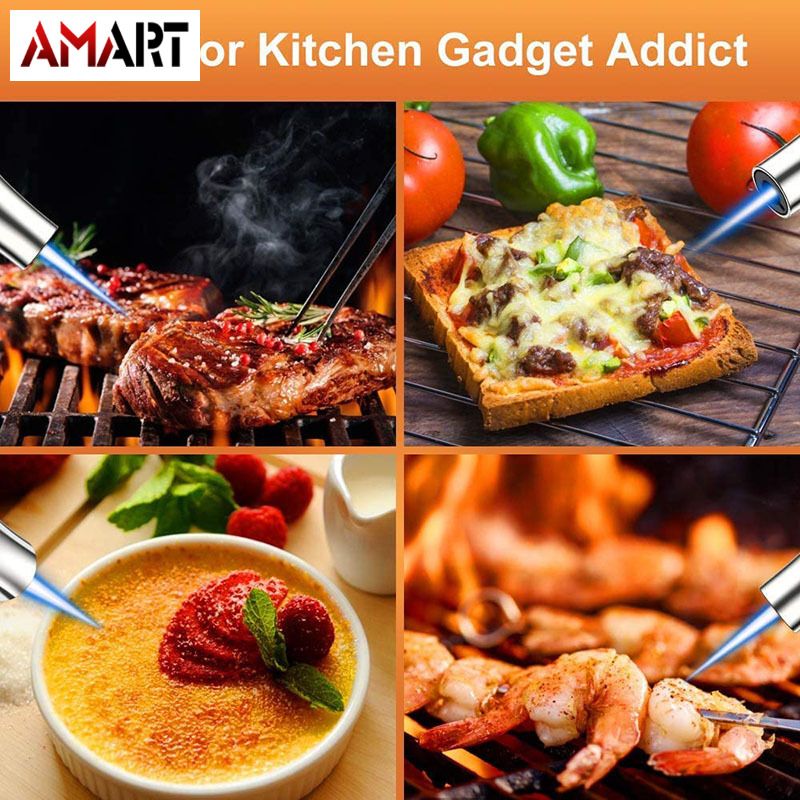 Butane Torch Culinary Blow Refillable Mini Kitchen Cooking Torch Adjustable Flame for BBQ