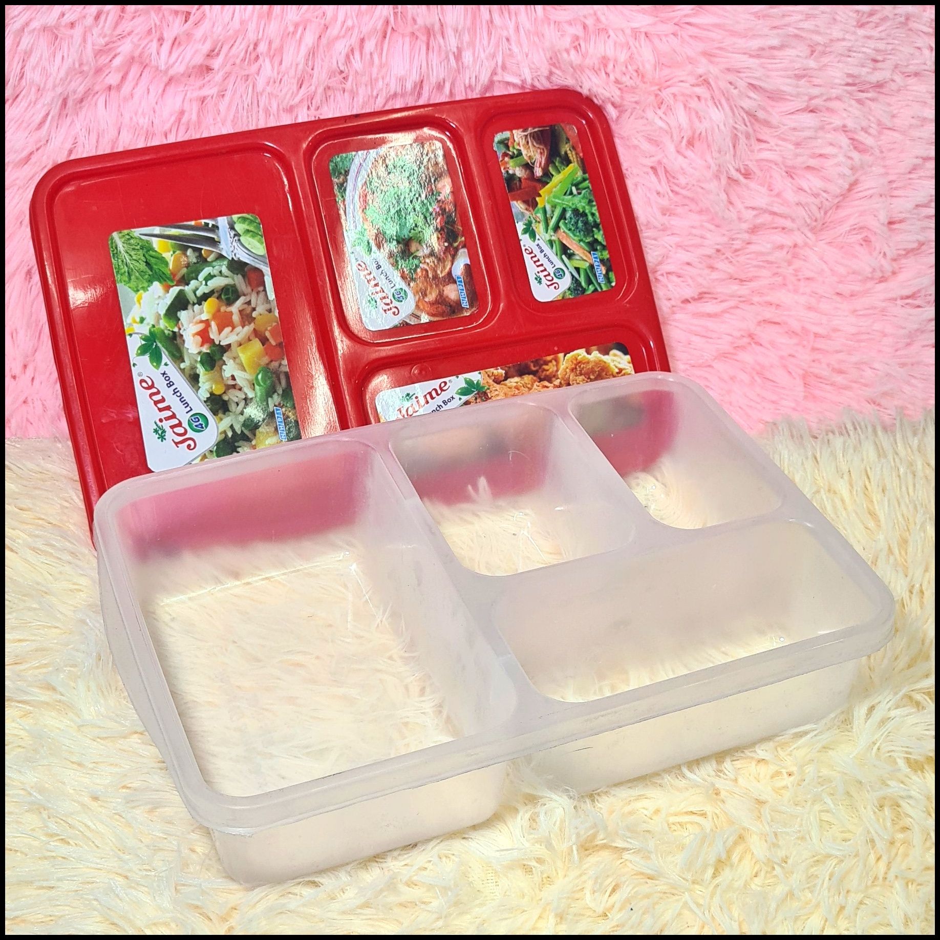 4 Container Plastic Multicolor Tiffin Lunch Box - Box
