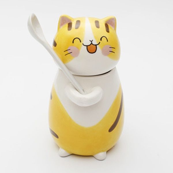 Cute Ceramics Coffee Mug With Spoon Creative Hand Painted Drinkware Milk Tea Cups Novelty Gifts