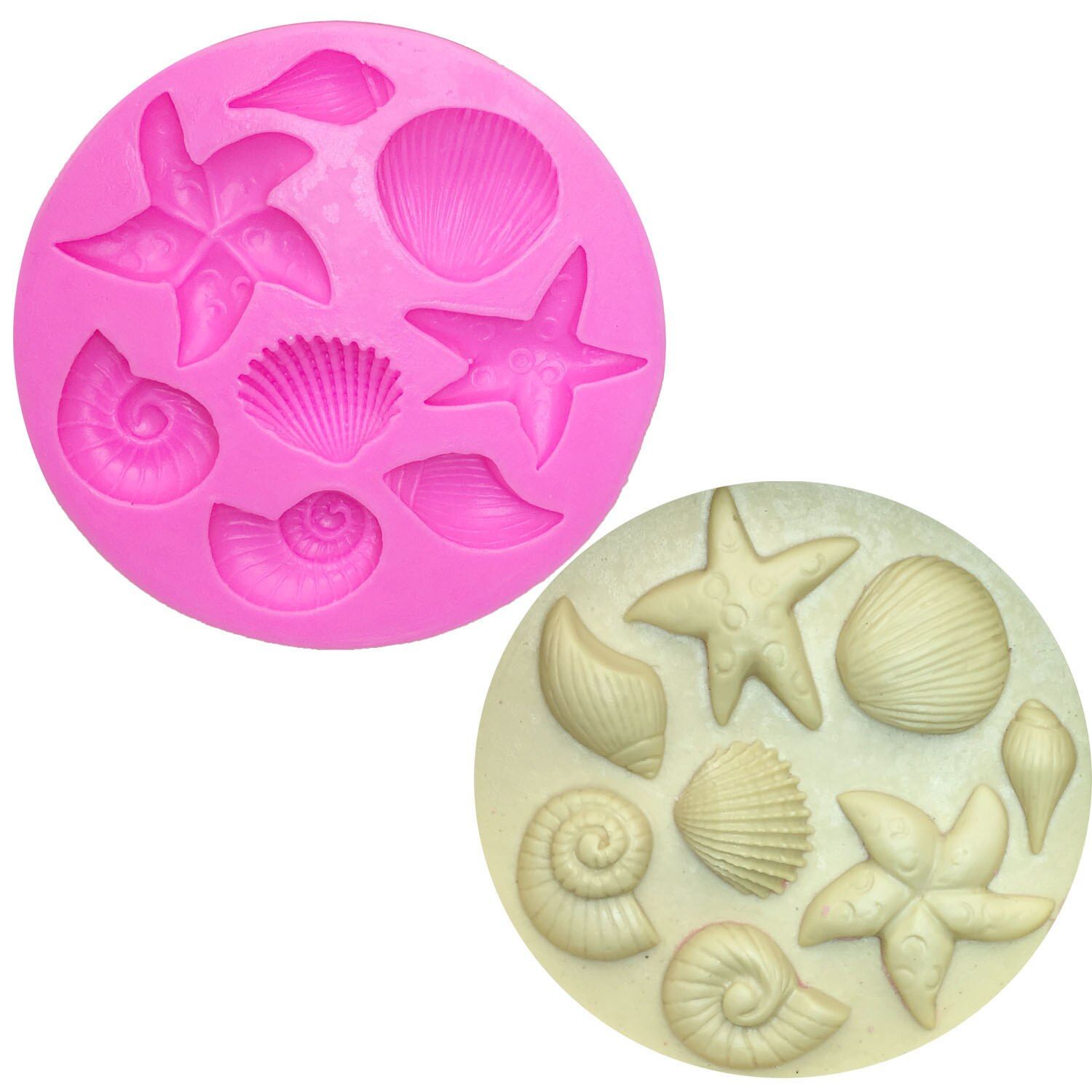 M0994  Marine Series Conch Starfish Shells Shellfish Silicone Mold Cake Baking Mold cake decorating tools Candle Soap moulds