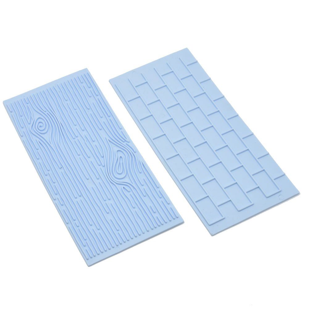 2Pcs Wall Brick Wood Grain Design Fondant Baking Mold DIY Cake Decorating Tools