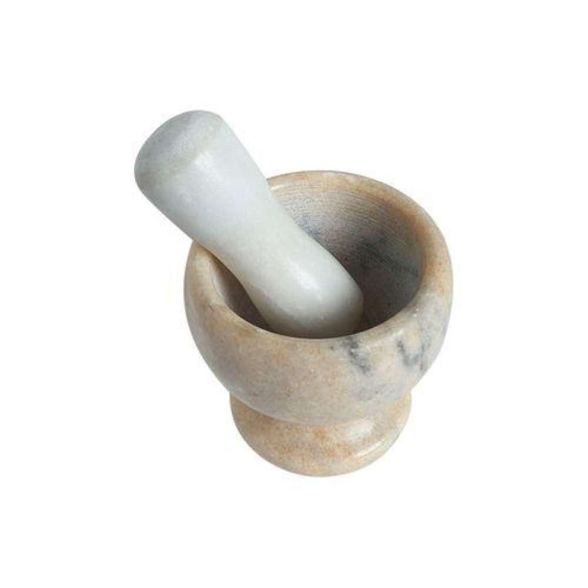 Handheld Marble Mortar and Pestle Set - Brown