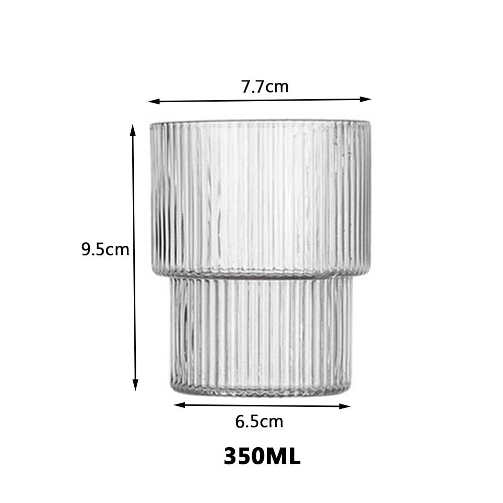 Nordic Water Bottle Glass Cups Gold Vertical Stripe Glass Creative Fruit Juice Drinking Water Cup Set Milk Bottle 2021 New Style