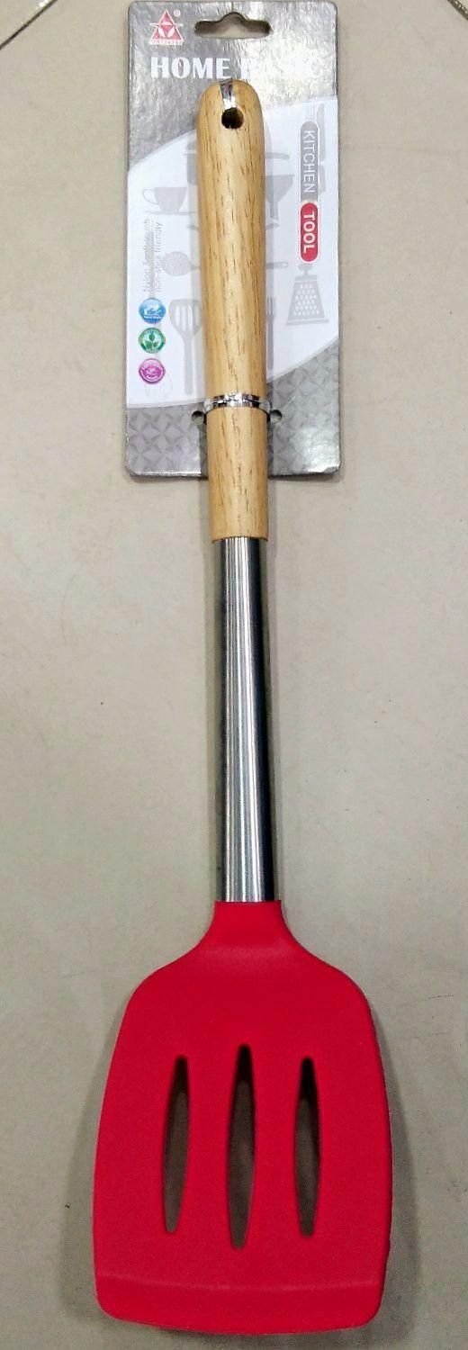 Silicone & Wood Spatula - Multi color 1 pcs