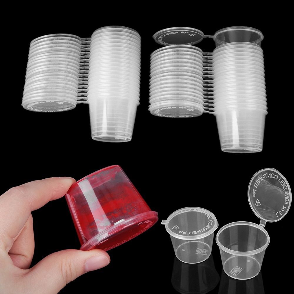 10/20PCS/Lot 40ml Disposable Plastic Takeaway Sauce Cup Containers Reusable Food Box with Hinged Lids Small Pigment Paint Box