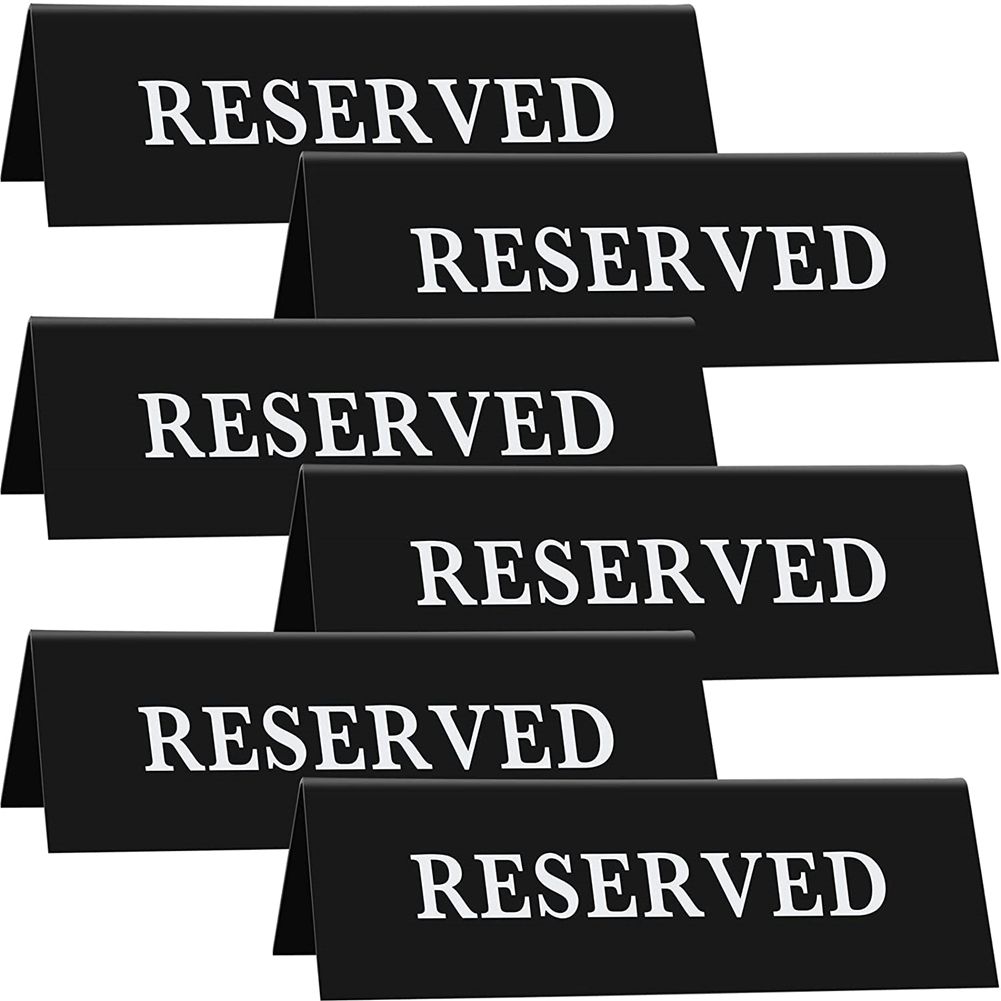 GC 6pcs Acrylic Table Sign Waterproof Inverted V Triangle Table Seat Reminder Sign For Hotel Restaurant Wedding Chairs color:black