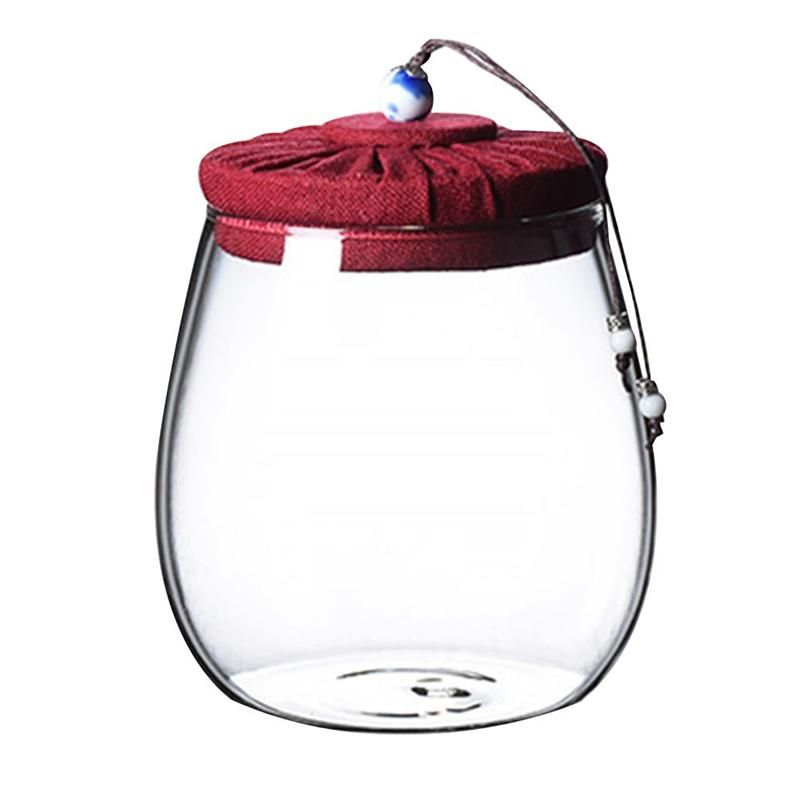1000ml Cloth Cover Thicken Grain Container Food Sealed Storage Container Tea Glass Jar Empty Storage Bottle for Loose Tea Coffee
