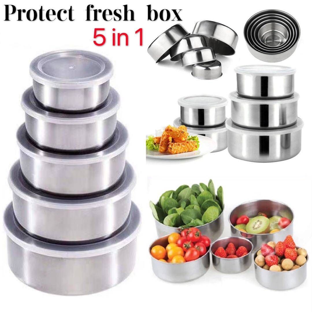 5 Pcs Multi Functional Stainless Steel Protect Fresh Box - Box