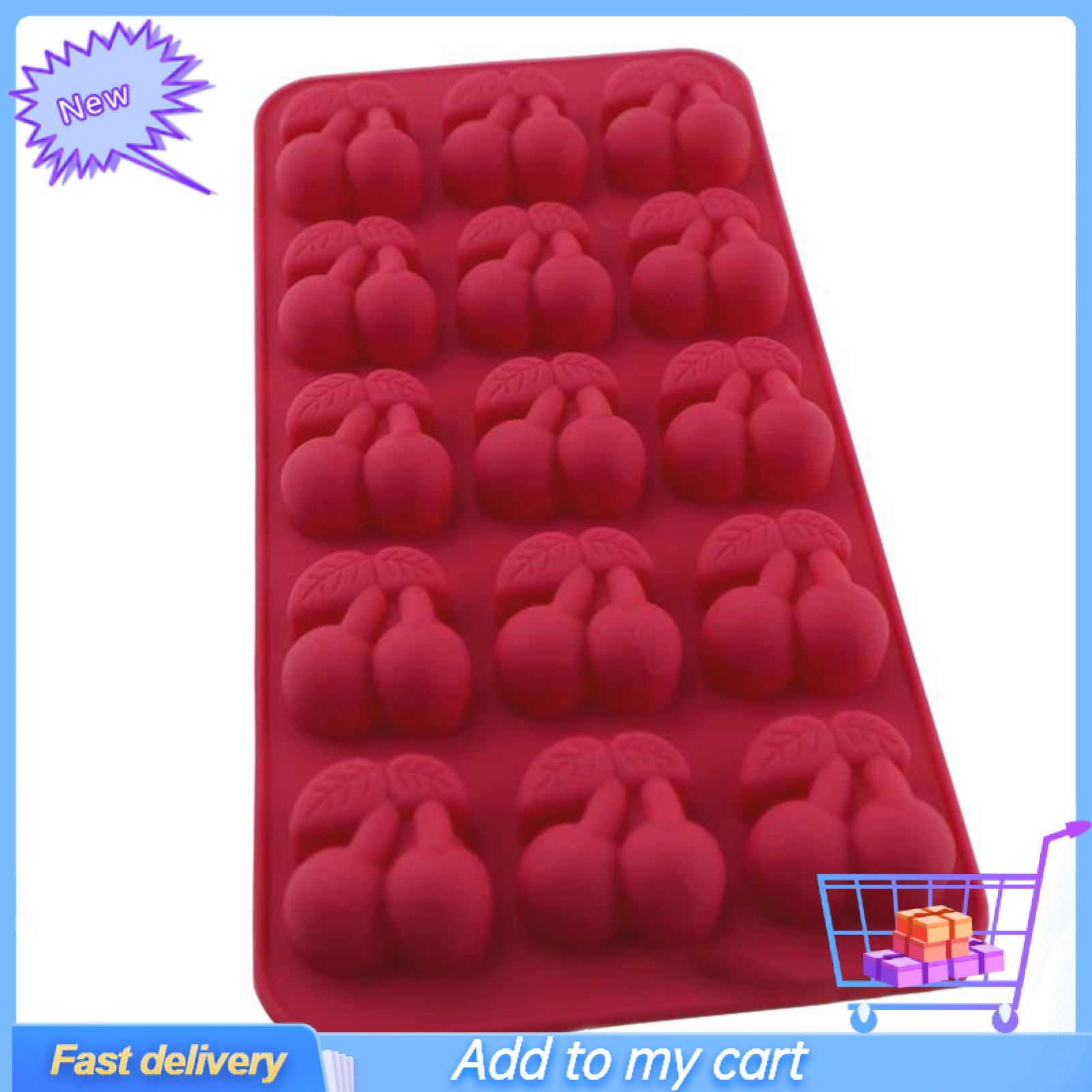 Baking Mold 6-cavity Cherry Shape Silicone DIY Cute Cake Mould for Bakery