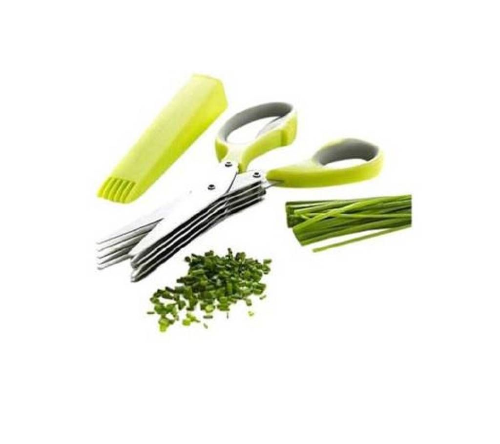 Vegetable Cutter 5 Blade Scissor - Blue and Silver