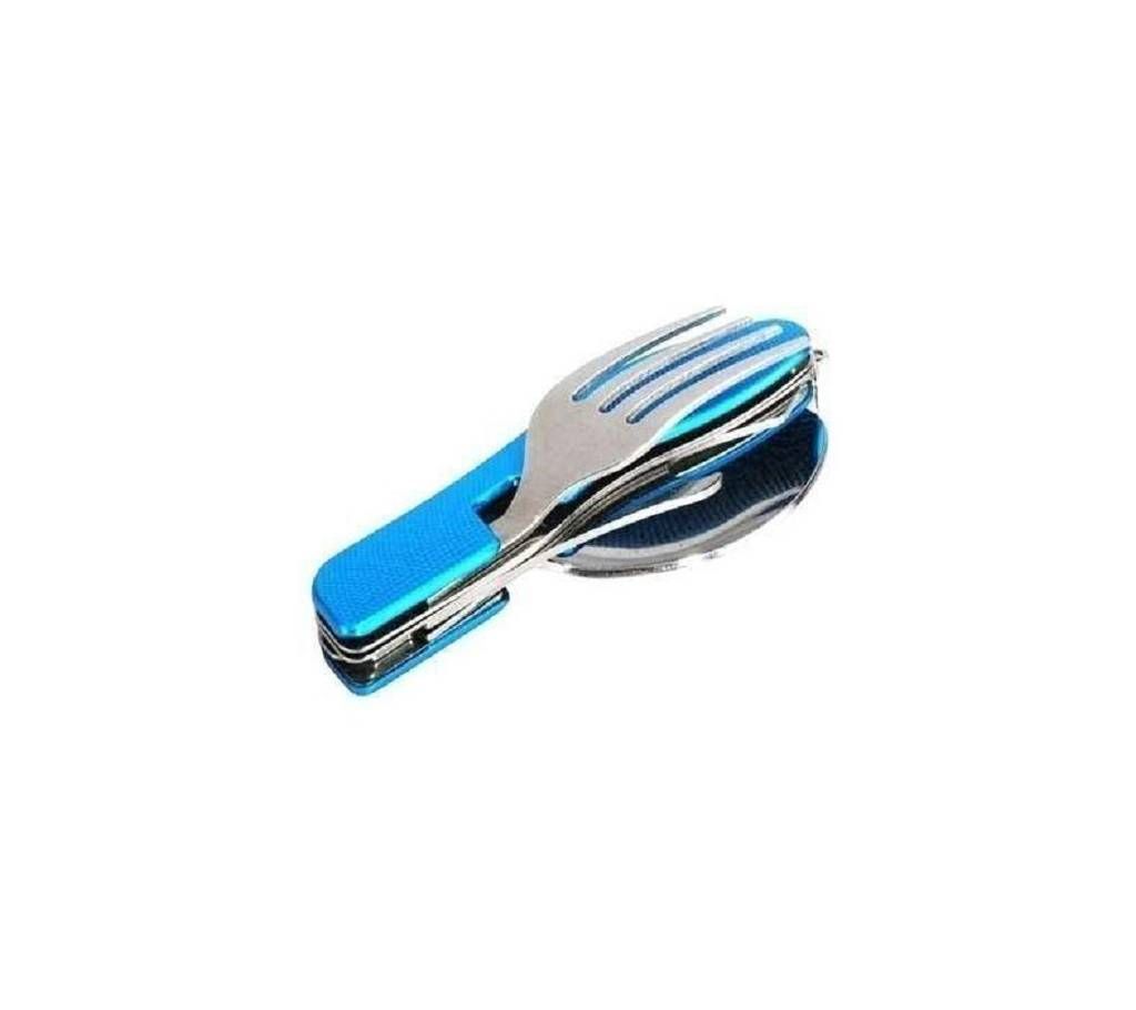 Multi Tool Fork and Spoon - Blue and Silver