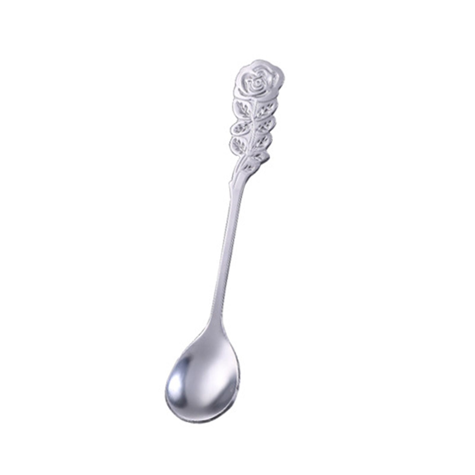 Coffee Spoon Rose Design Handle Dessert Stainless Steel Stirring Teaspoon Tableware for Kitchen