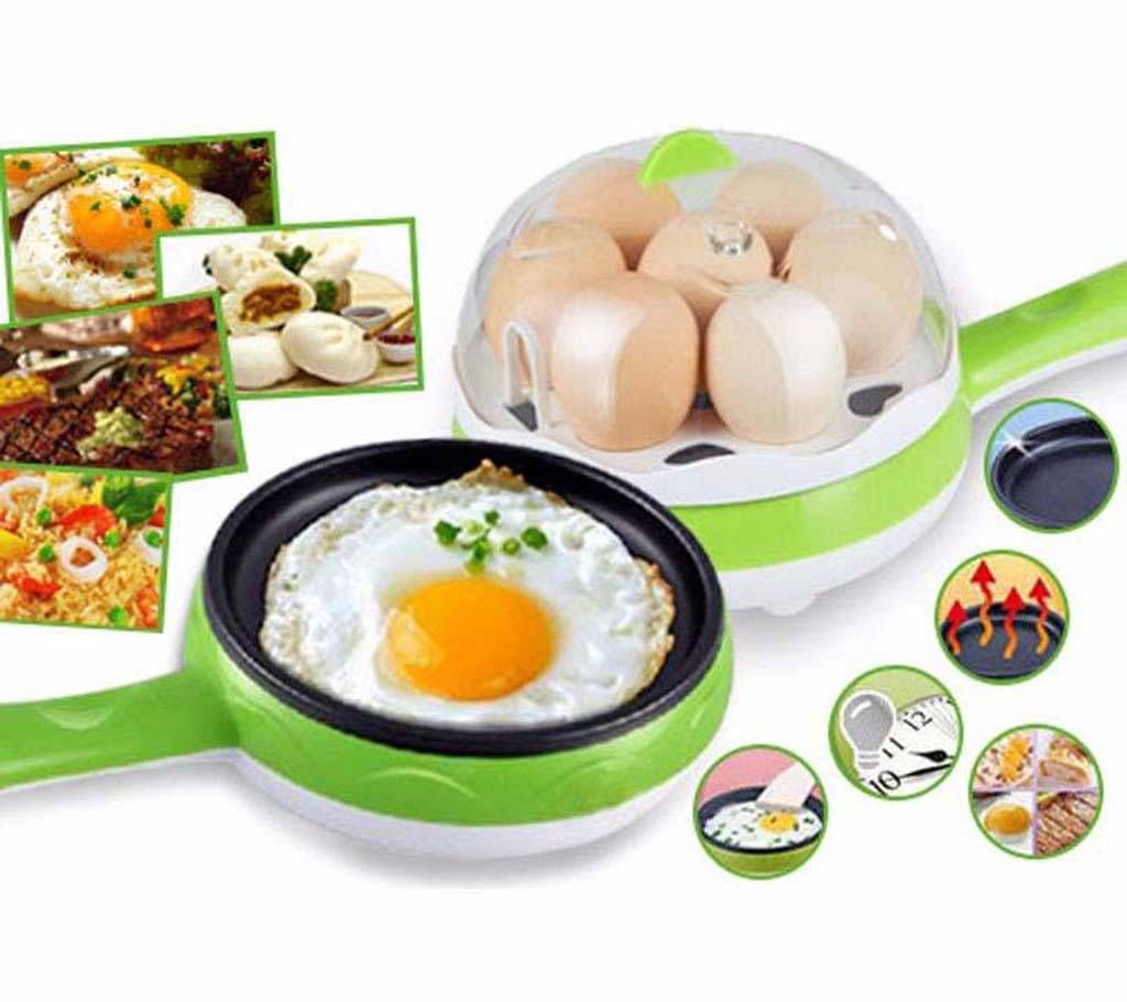 Multi functional egg boiling and frying pan 