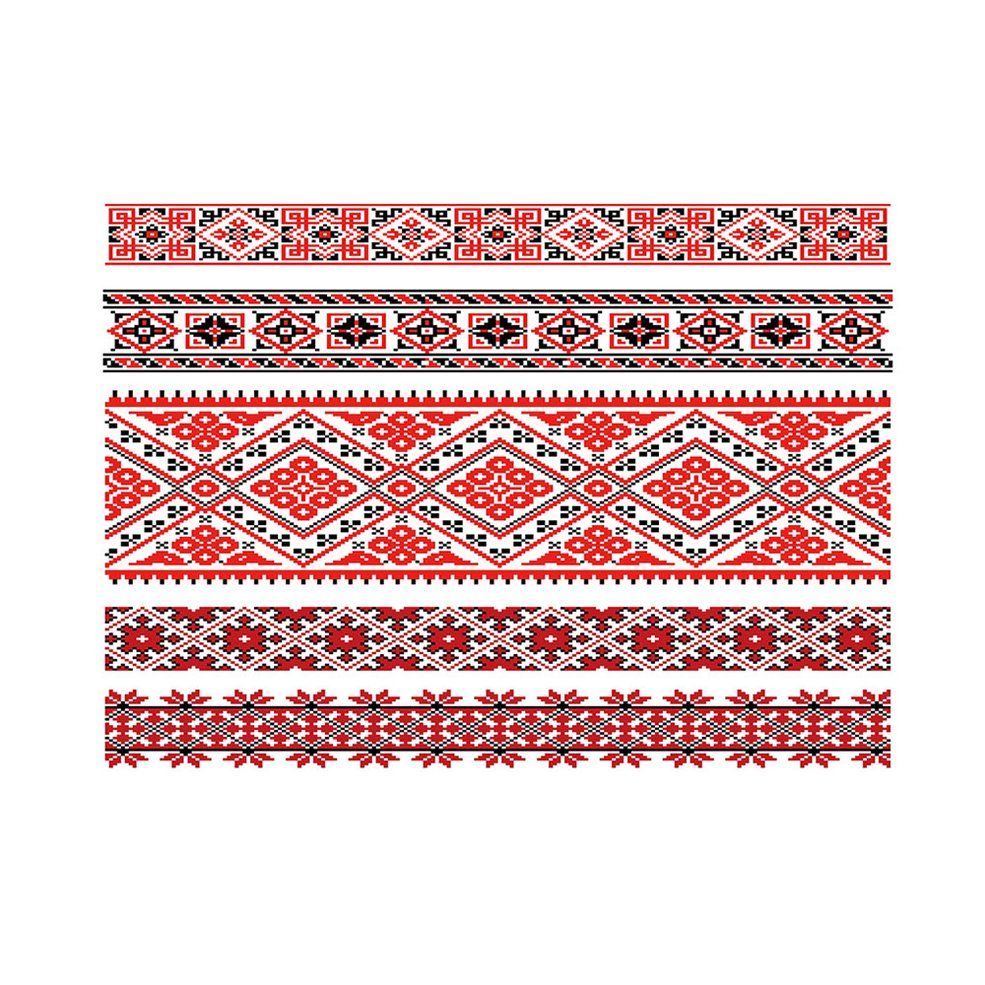 MA Folk-custom Pattern Tablecloth Fabric Waterproof Polyester Smooth White Red-red and white