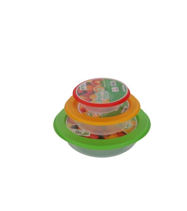 Round Container 3 Pcs Set Assorted Tel