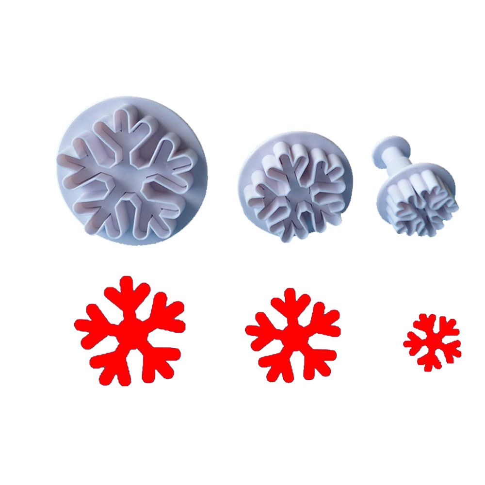 Plastic Snowflake Fondant Cookie Cake Plunger Cutters Molds 3D DIY Embossing Tools for Baking Sugarcraft Cake Decorating