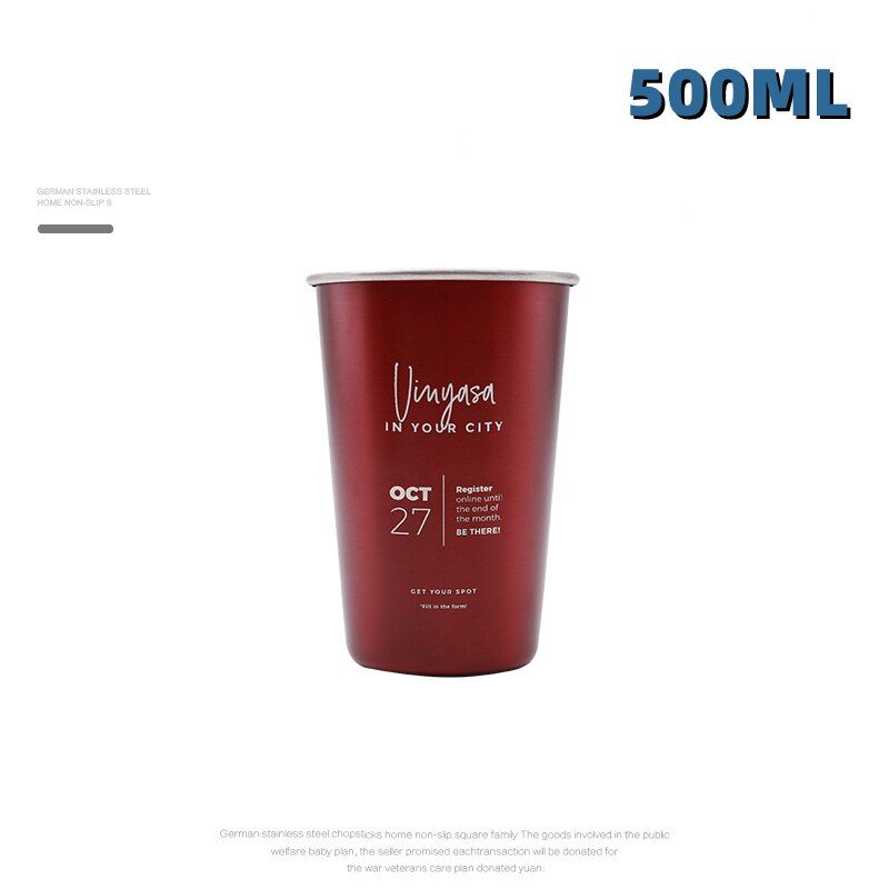 500ML Ins Industrial Style Stainless Steel Mug Cute Pattern Mug Coffee Cup Tea Cup Mug Kitchen Drinkware