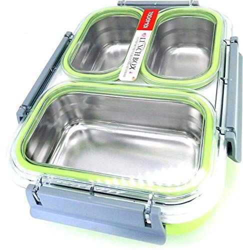TEDEMEI BPA Free Stainless Steel 3 Container Lunch Box | Lid and Body Double Thermal Design Lunch Box