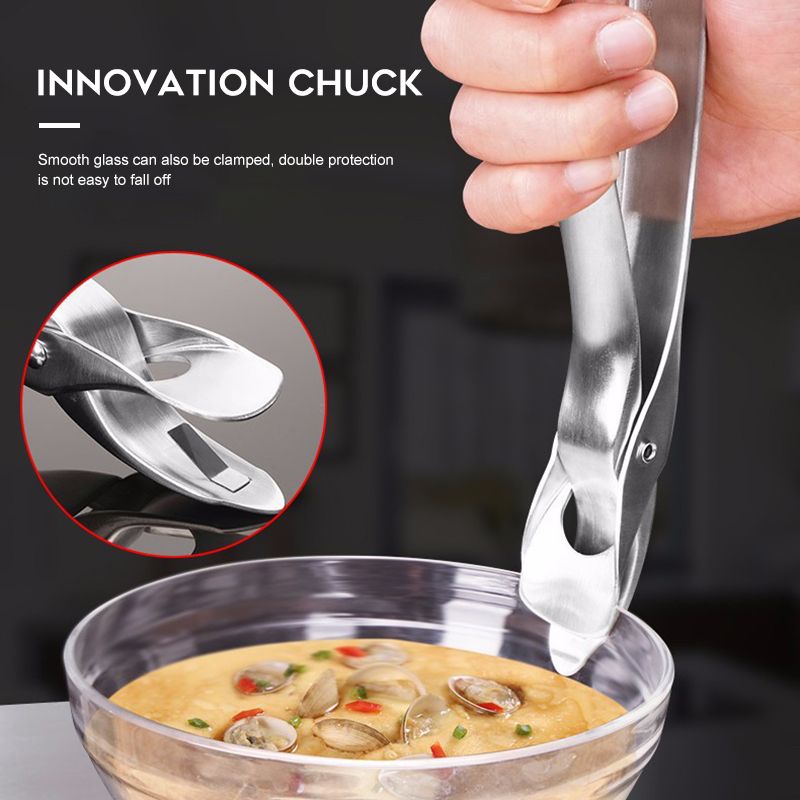 1 pcs Stainless Steel Bowl Dish Pot Holder Anti-Scald Plate Carrier Clamp Clip Handle Dish Clamp Pot Pan Gripper Good effect and easy to use