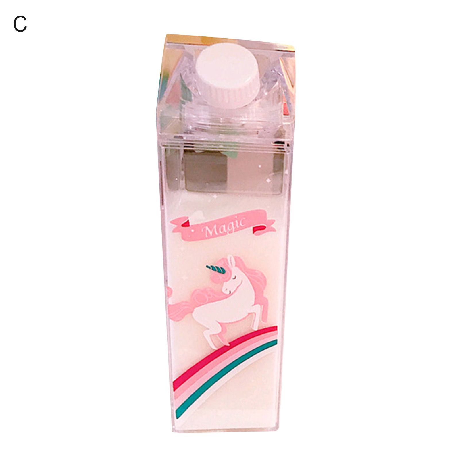 500ml Cartoon Unicorn Print Transparent Milk Jug Outdoor Sports Water Bottle