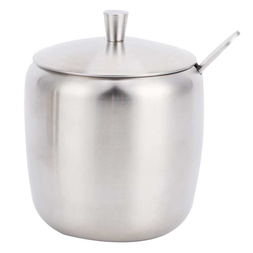 304 Stainless Steel Condiment Pot Spice Container Salt Sugar Box Storage Rack Set