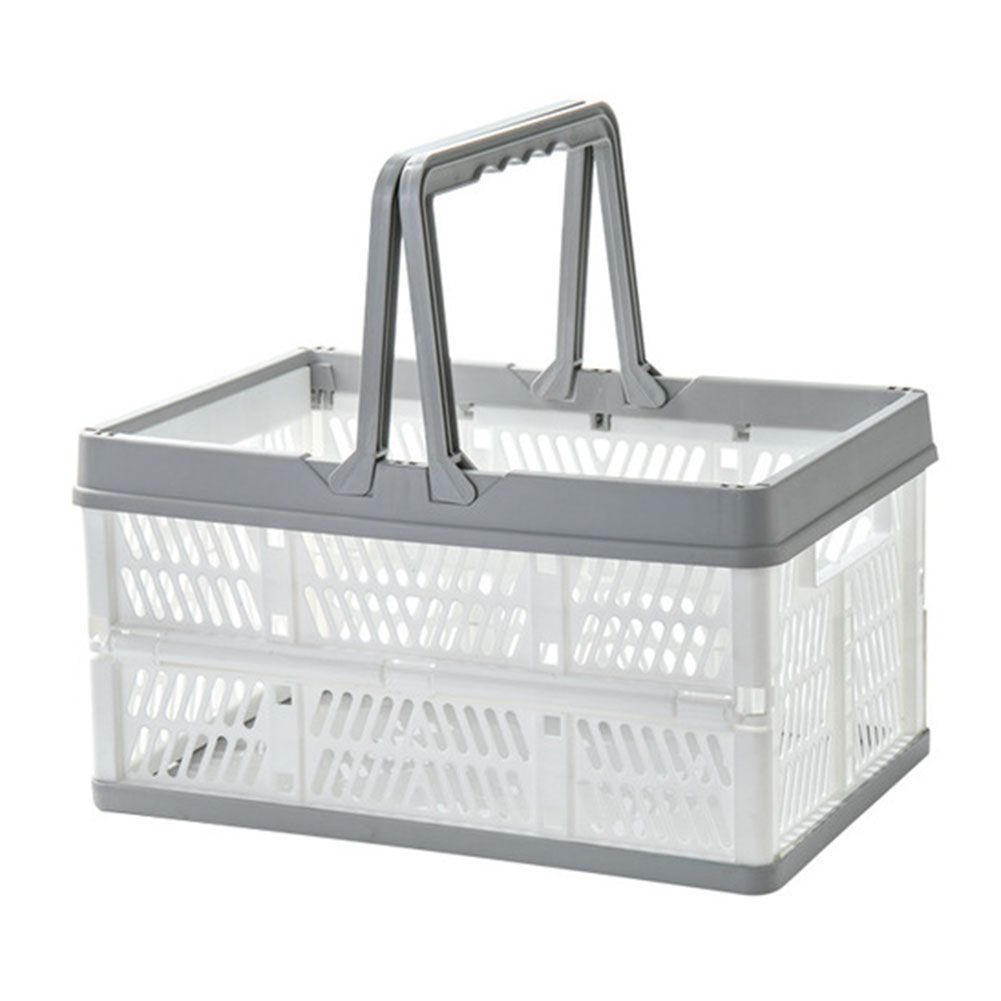 Portable Folding Handle Food Storage Basket Picnic Desktop Organizer Container