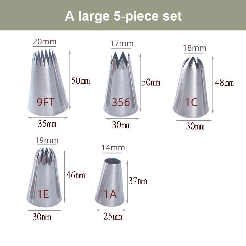 5pcs / Set Large Russian Icing Piping Pastry Nozzle Tips Baking Tools Cakes Decoration Set Stainless Steel Nozzles Stylish and classic appearance