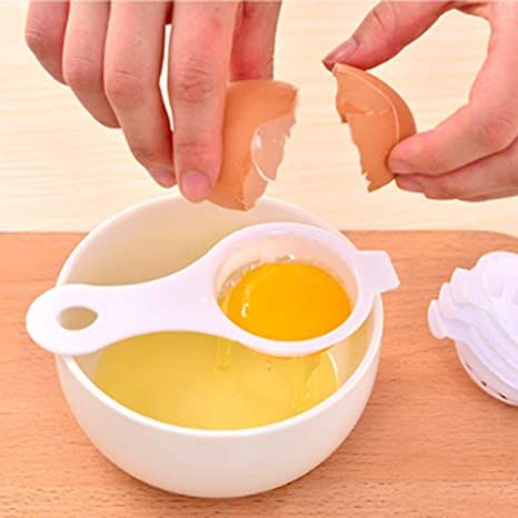 Egg Separator -Egg Yolk White Separator - Quick and Easily White Yolk Filter Cooking Tool - Easy Egg Filter-Separator Holder Divider Sieve-Plastic Kitchen Gadget (White)