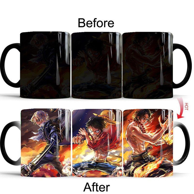 Creative Ceramic Heating Water Tature-sensitive Color-chang Mug One Piece Luffy Movie Surrounding Coffee Water Cup