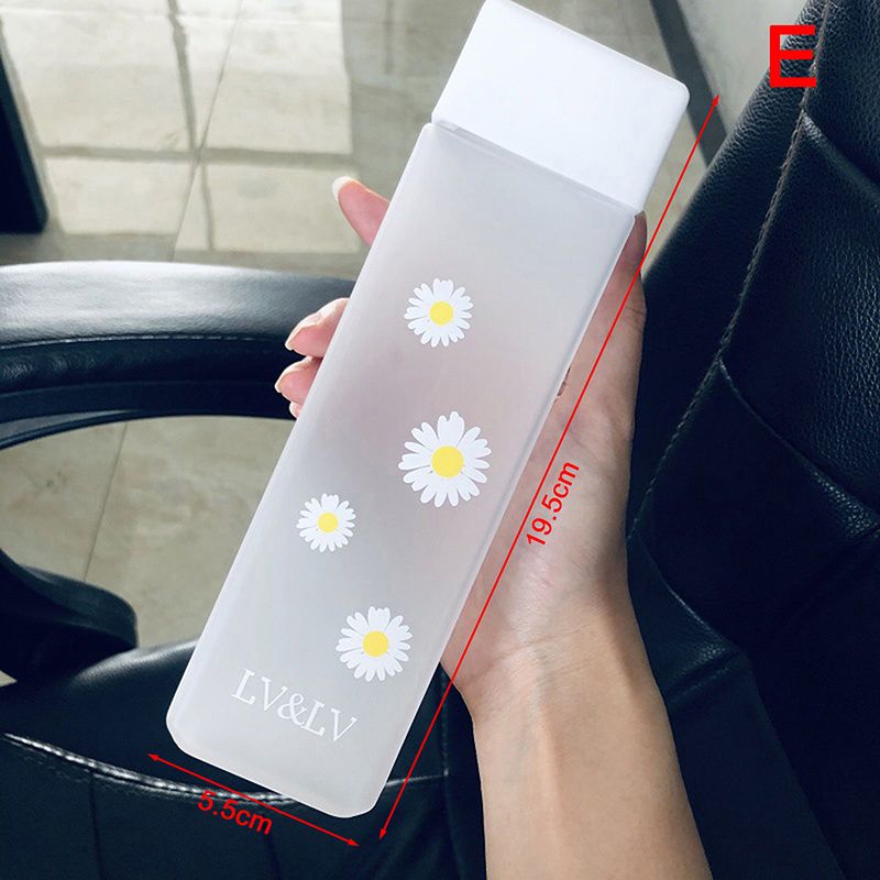 500ML Daisy Transparent Plastic Water Bottles Creative Cup With Portable Rope