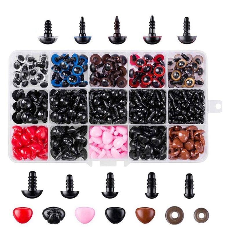 752 Safety Eyes and Noses with Washers, Colorful Plastic Safety Eyes and Noses In Various Sizes for Dolls, Stuffed Animals and Teddy Bear Craftsmanship