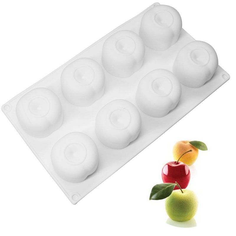 8 Apple White Silicone Mousse Cake Baking French Dessert Pudding Jelly Mold Cake Mold