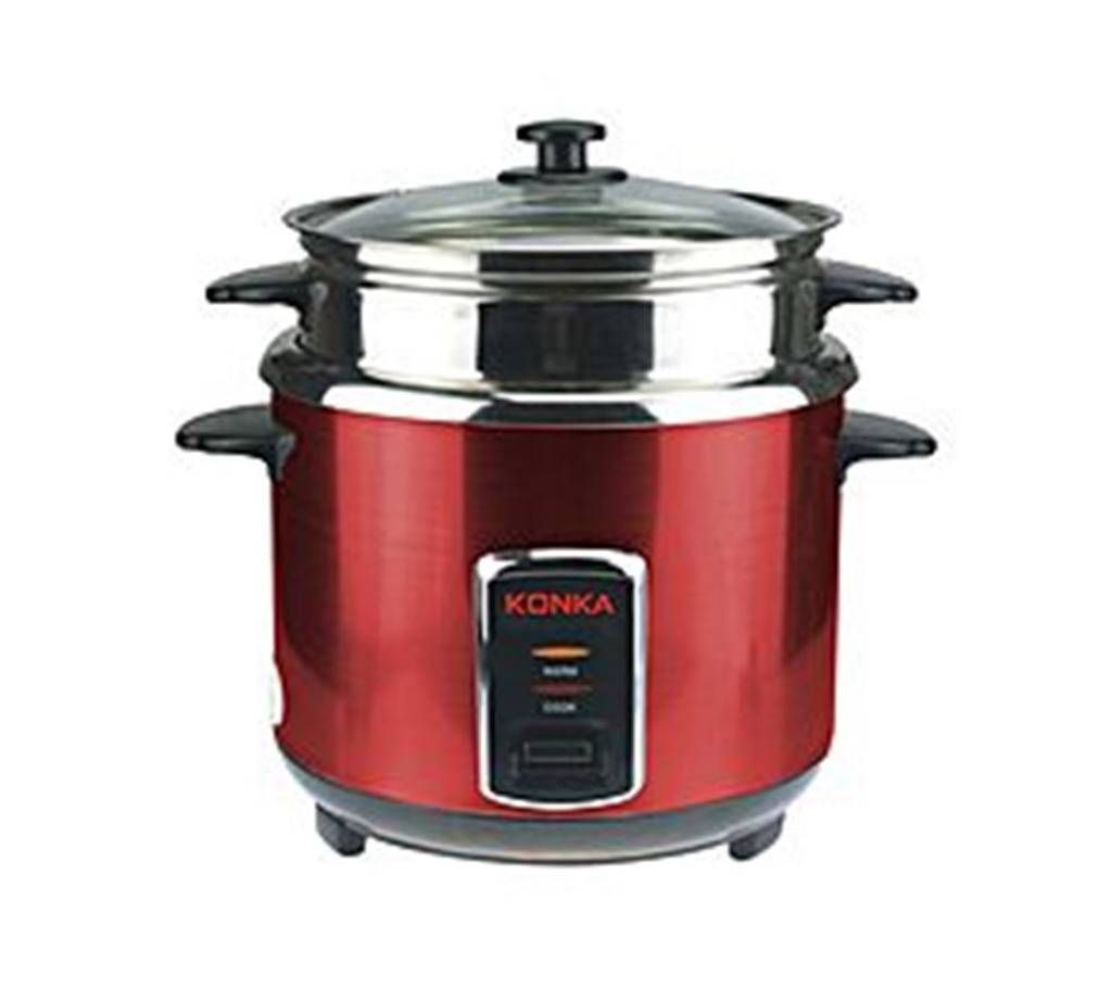 Konka KRSRC-60-100W SS Set-Straight Rice Cooker - 2.8 Ltr - Maroon and Silver