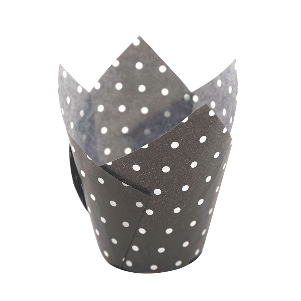 50Pcs Dots High Temperature Resistant Cake Paper Cup Tulip Muffin Case Liners
