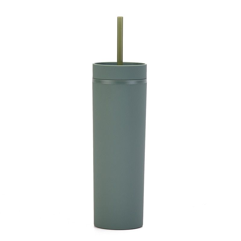 dropsping double wall matte finish reu 473ml 16oz plastic skinny tumbler double wall tumbler with straw