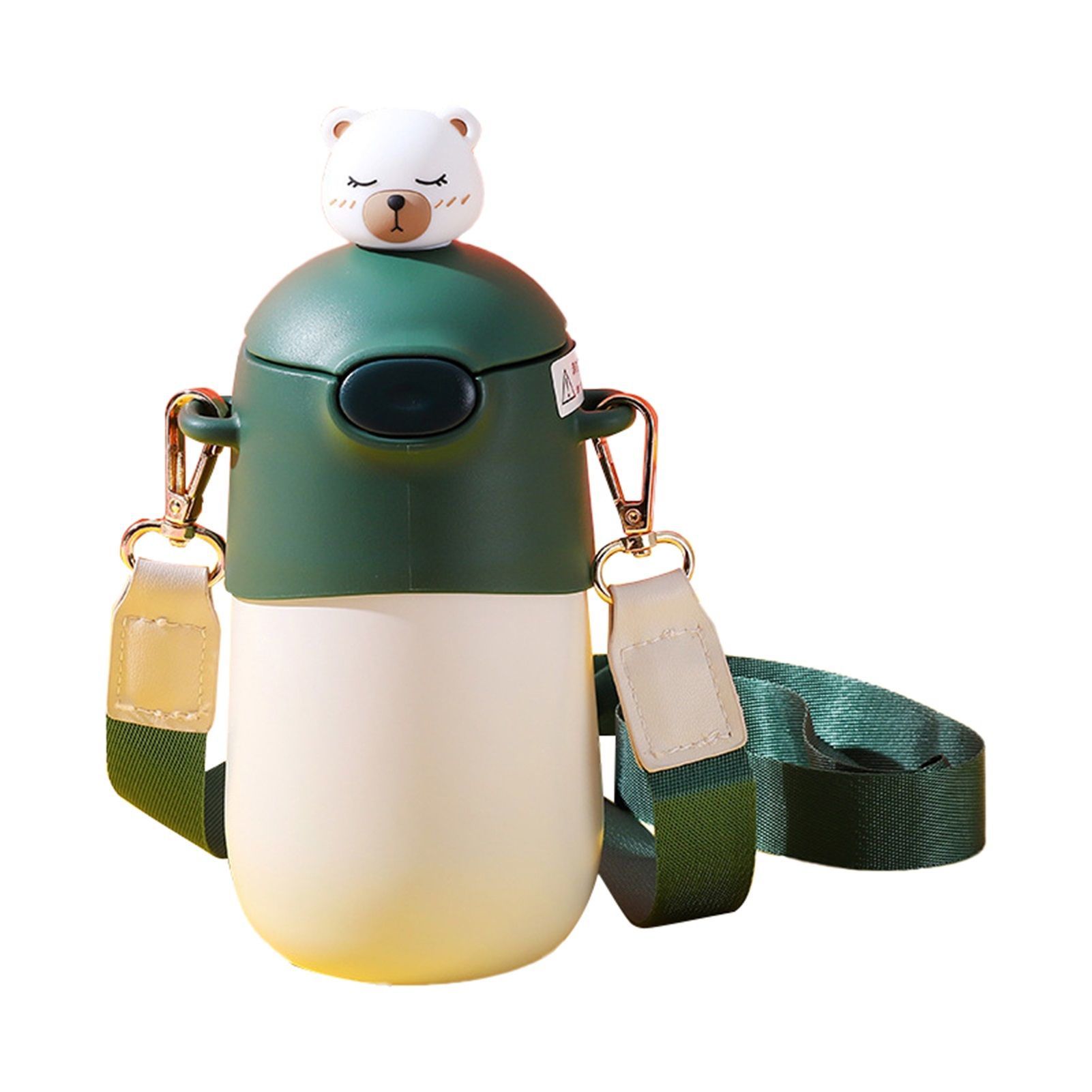 1 Set 500ML Water Bottles Insulated Cartoon Stainless Steel Large Thermos with Strap for Children