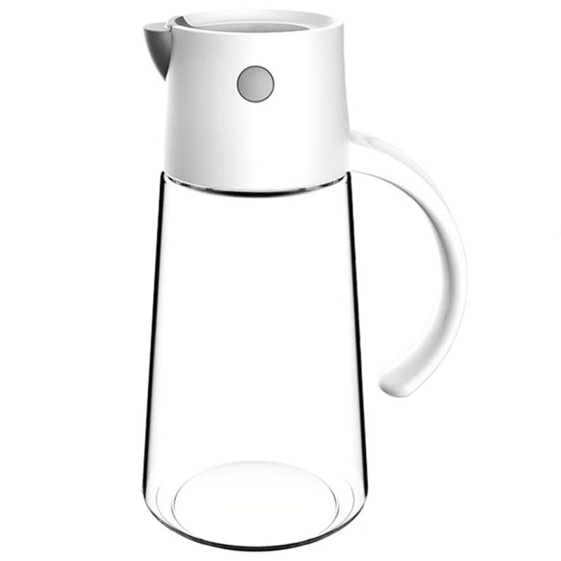 Olive Oil Dispenser Bottle,Auto Flip Glass Vinegar Dispensing Cruets, 18 Oz Condiment Decanter with Non-Slip White