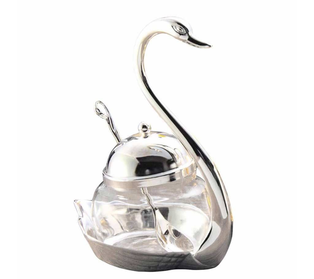 swan sugar bowl spoon set 